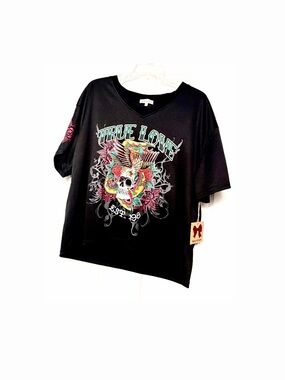 True Love Black Graphic Muscle Tee for Women